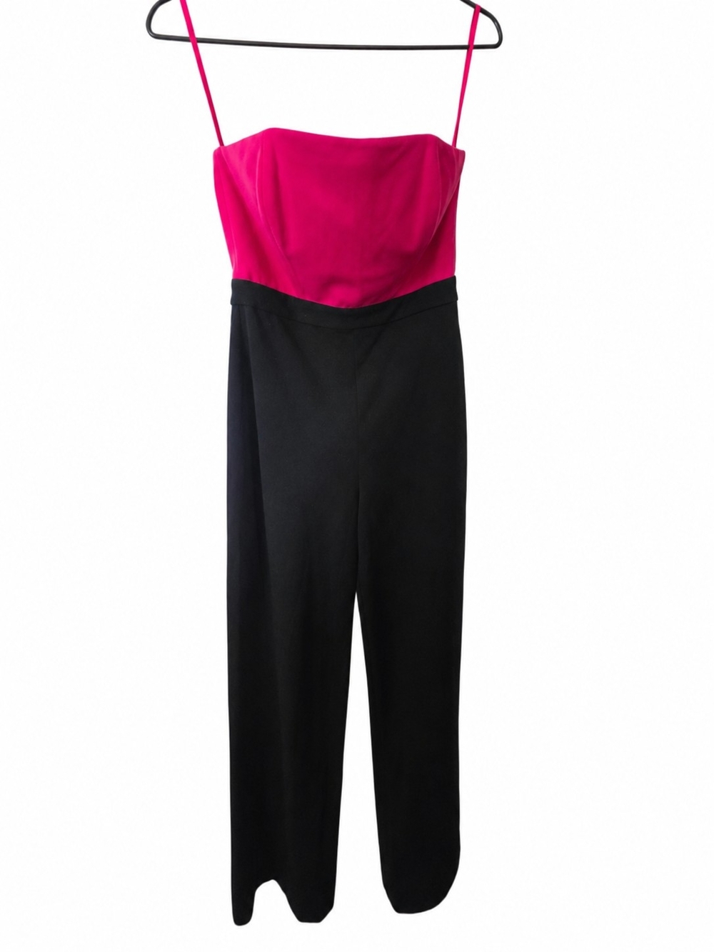 White House Black Market Hot Pink & Black Strapless Jumpsuit